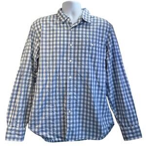 J Crew Mens L Blue/White Checkered Casual Button Down Office Wear Shirt